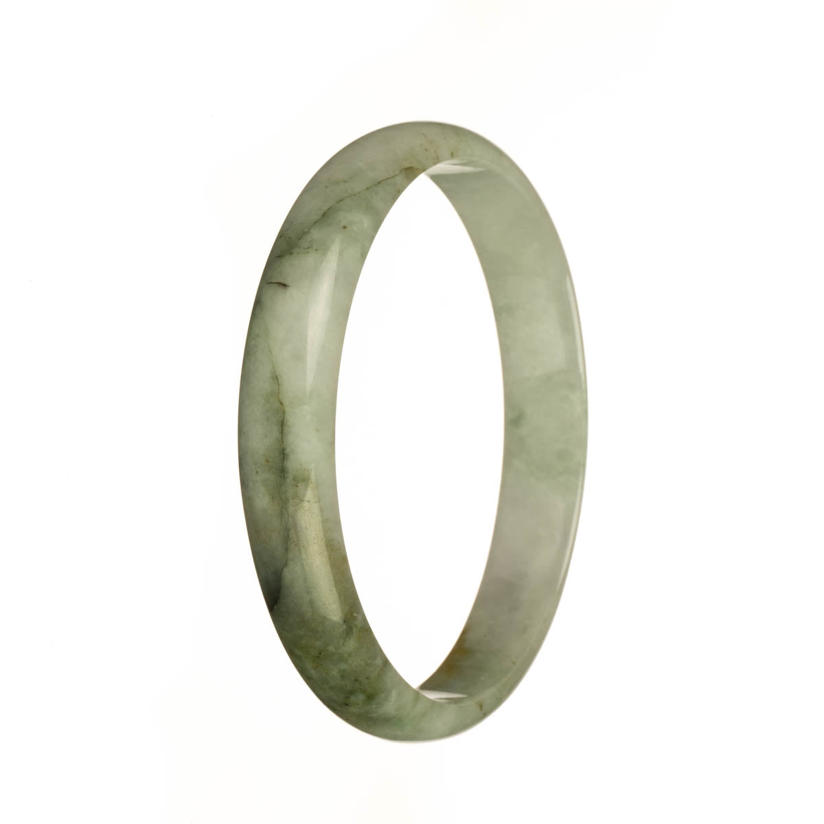 76.2mm White with Olive Green and BrownPatterns Jade Bangle Bracelet