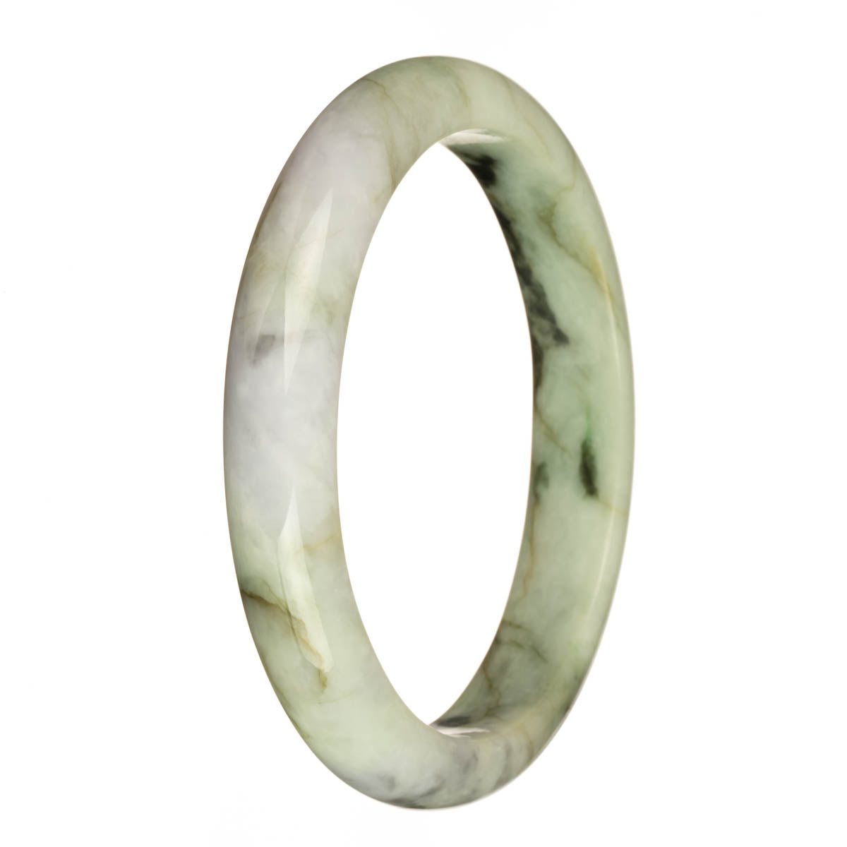 78.5mm Pale Green and Lavender with Brown, Dark green and Apple Green Patterns Jade Bangle Bracelet