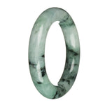 57.1mm Light Grey with Dark Green and Apple Green Patterns Jade Bangle Bracelet