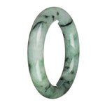 57.1mm Light Grey with Dark Green and Apple Green Patterns Jade Bangle Bracelet