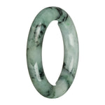 57.1mm Light Grey with Dark Green and Apple Green Patterns Jade Bangle Bracelet