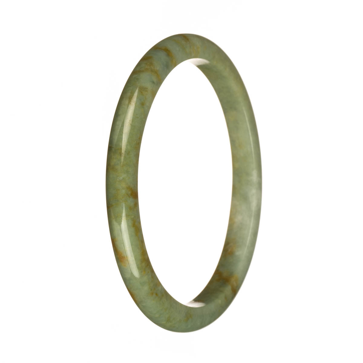 76.5mm Green with Brown Patterns Jade Bangle Bracelet