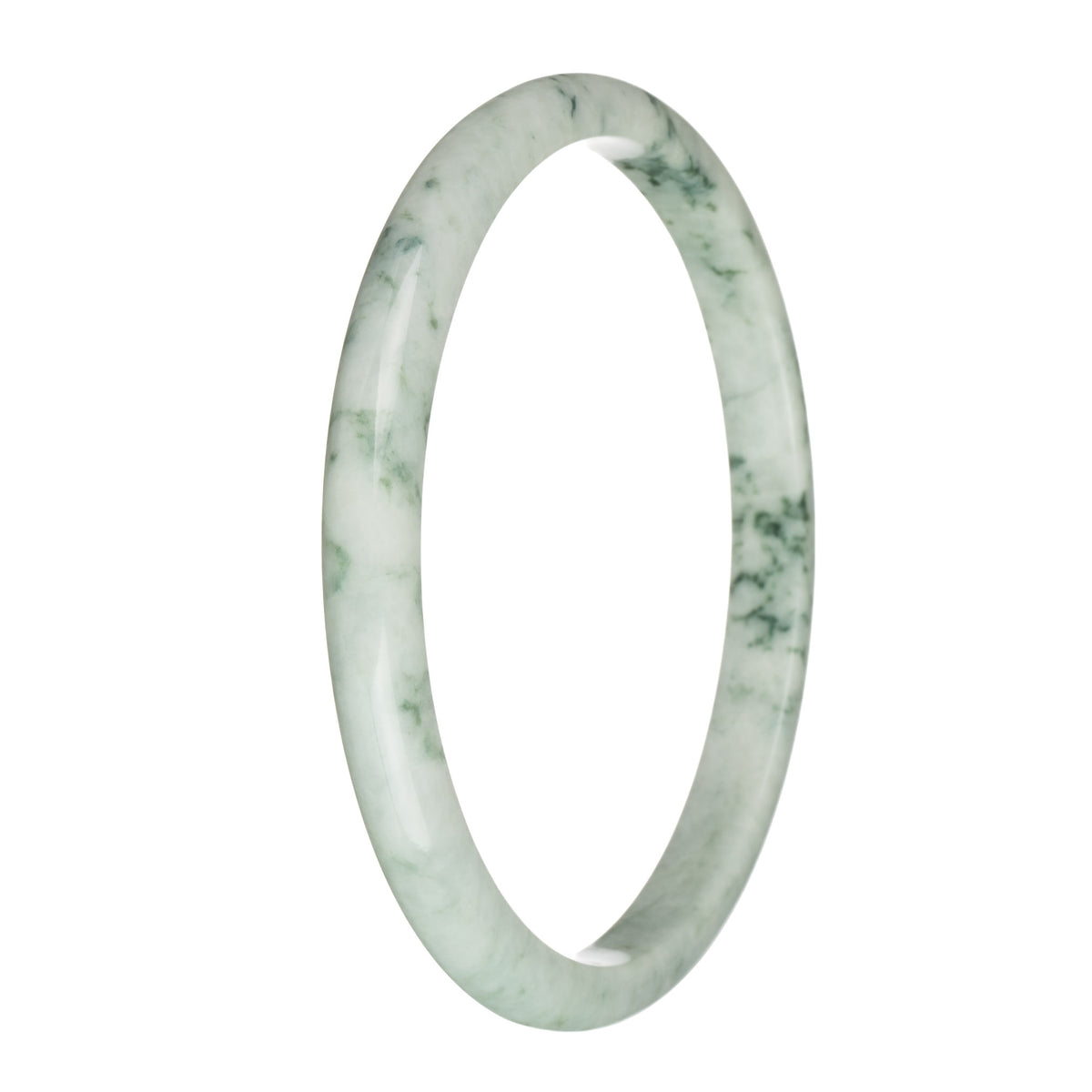 77.3mm Grey with Green Patterns Jade Bangle Bracelet