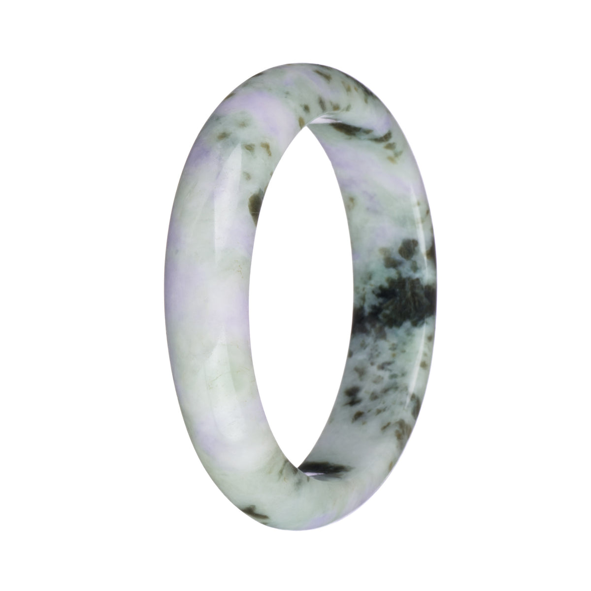 58.1mm White with Lavender and Olive Green Patterns Jade Bangle Bracelet