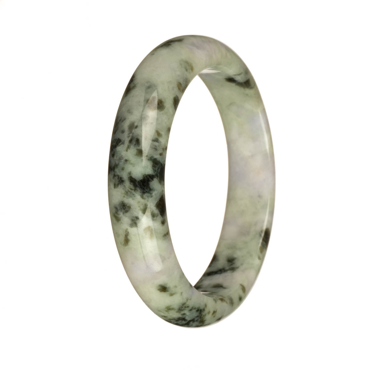 58.1mm White with Lavender and Olive Green Patterns Jade Bangle Bracelet
