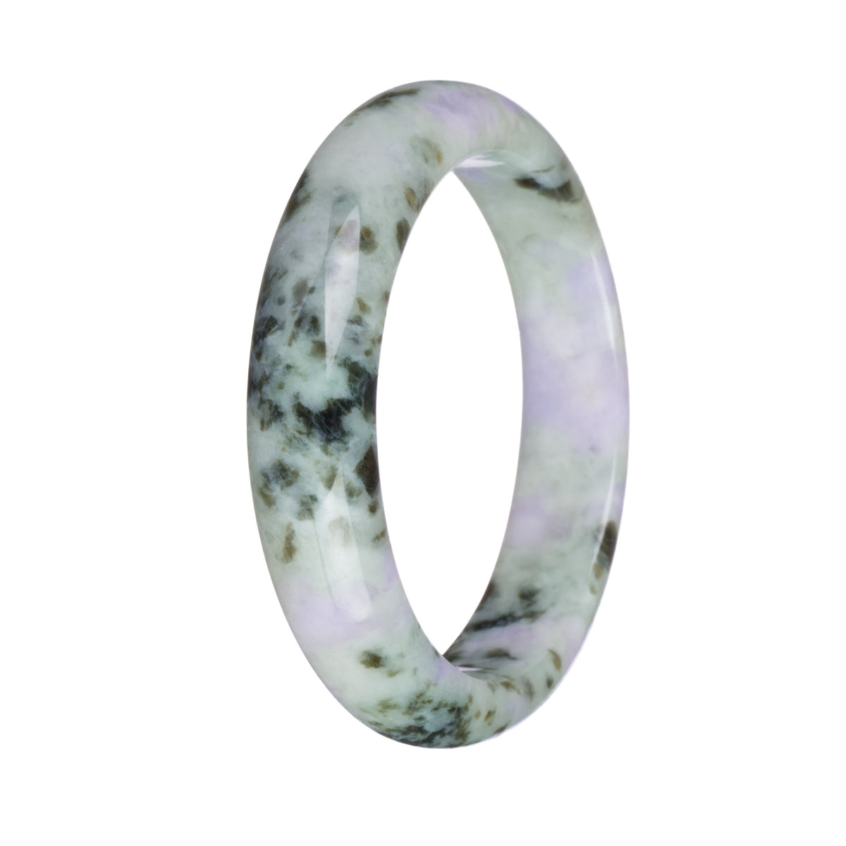 58.1mm White with Lavender and Olive Green Patterns Jade Bangle Bracelet