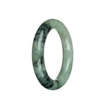 Genuine Grade A Dark Green with Apple Green Patterns and Light Grey Jadeite Jade Bracelet - 54mm Round