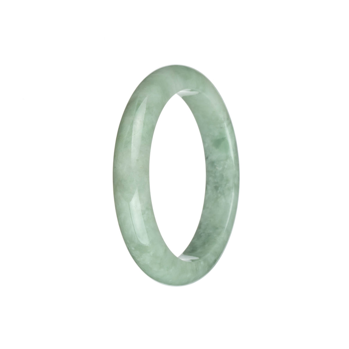 Certified Grade A Light Green Burma Jade Bangle Bracelet - 56mm Semi Round