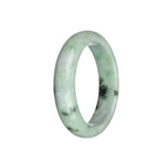 Genuine Untreated Light Green with Dark Green and Pale Lavender Patterns Burma Jade Bangle Bracelet - 58mm Half Moon
