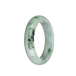 Genuine Untreated Light Green with Dark Green and Pale Lavender Patterns Burma Jade Bangle Bracelet - 58mm Half Moon