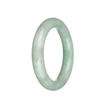 Authentic Natural Light Green and Light Grey with Apple Green Stripes Burma Jade Bangle - 57mm Round
