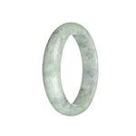 Certified Natural Light Green and Light Grey with Grey Patterns Traditional Jade Bangle Bracelet - 63mm Half Moon