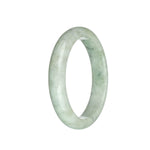 Certified Grade A Light Green and Light Grey with Grey Spots Jade Bangle Bracelet - 63mm Half Moon
