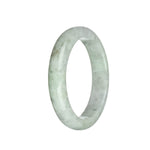 Genuine Type A Light Green and Light Grey with Grey Patterns Jadeite Bangle Bracelet - 62mm Half Moon