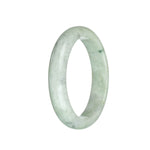 Genuine Grade A Light Green and Light Grey with Light Brown Spots Burma Jade Bangle Bracelet - 63mm Half Moon