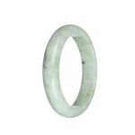 Genuine Grade A Light Green and Light Grey with Light Brown Spots Burma Jade Bangle Bracelet - 63mm Half Moon