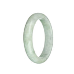 Genuine Grade A Light Green and Light Grey with Light Brown Spots Burma Jade Bangle Bracelet - 63mm Half Moon