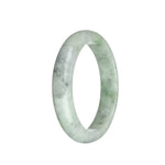 Genuine Grade A Light Grey and Green with Grey Spots Jadeite Jade Bracelet - 63mm Half Moon