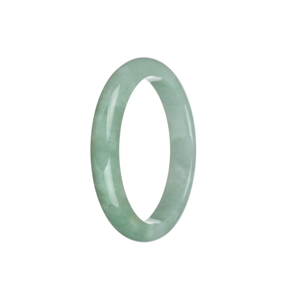 Authentic Natural Green with Light Green Jadeite Bangle - 58mm Semi Round