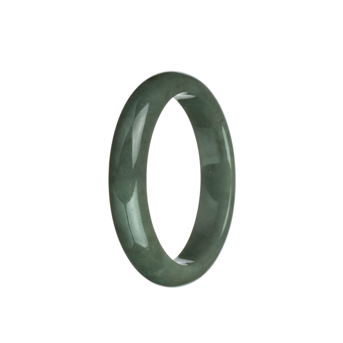 Real Natural Olive Green with Brown Patch Burmese Jade Bangle - 57mm Half Moon