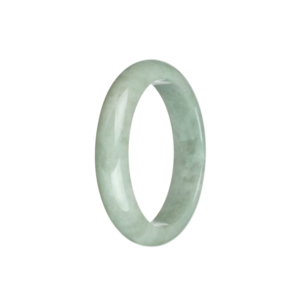 Certified Grade A Pale Green Burma Jade Bangle - 57mm Half Moon