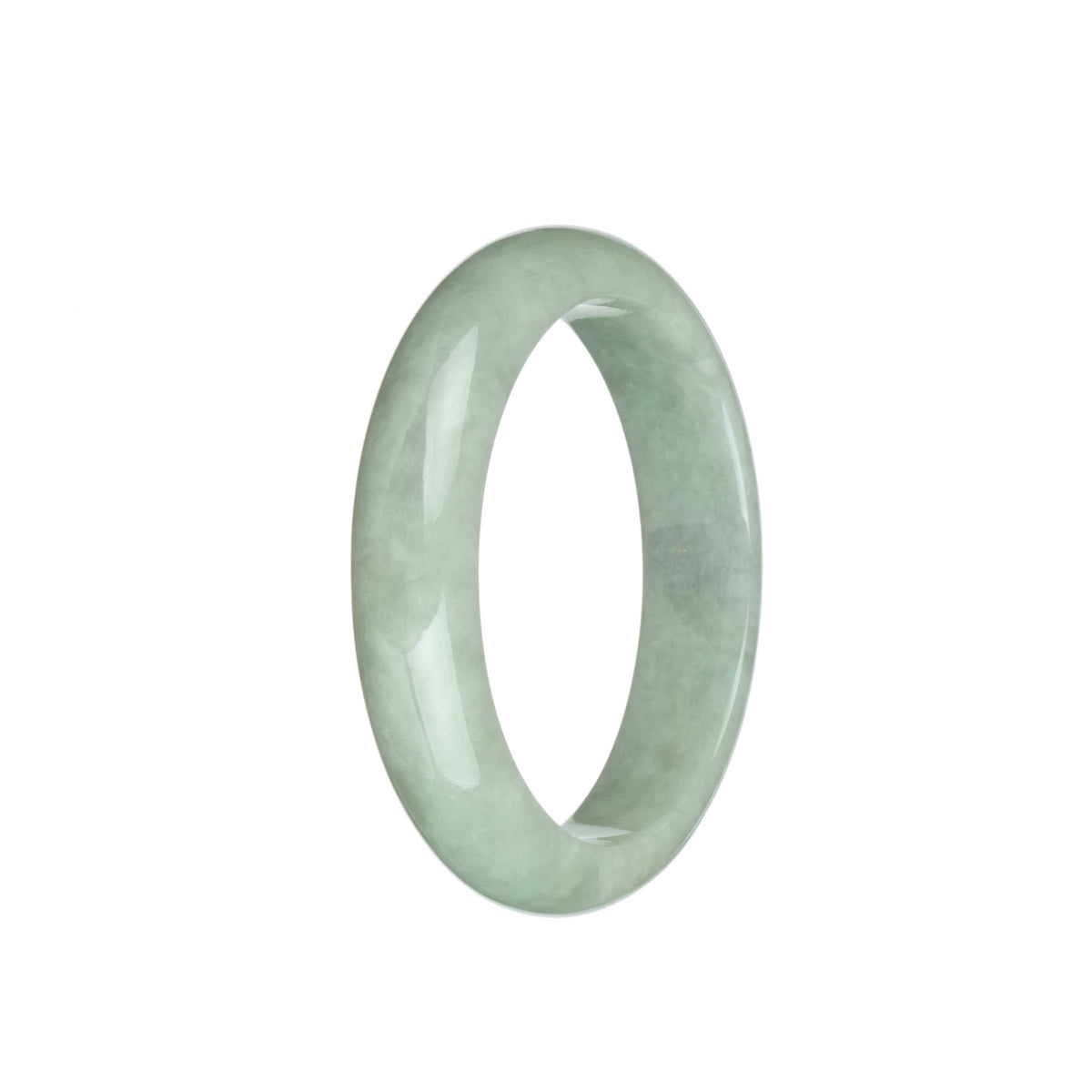 Certified Grade A Pale Green Burma Jade Bangle - 57mm Half Moon