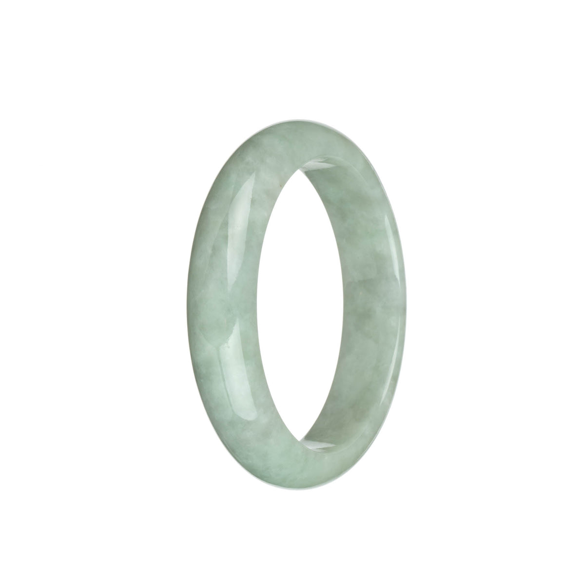 Certified Grade A Pale Green Burma Jade Bangle - 57mm Half Moon