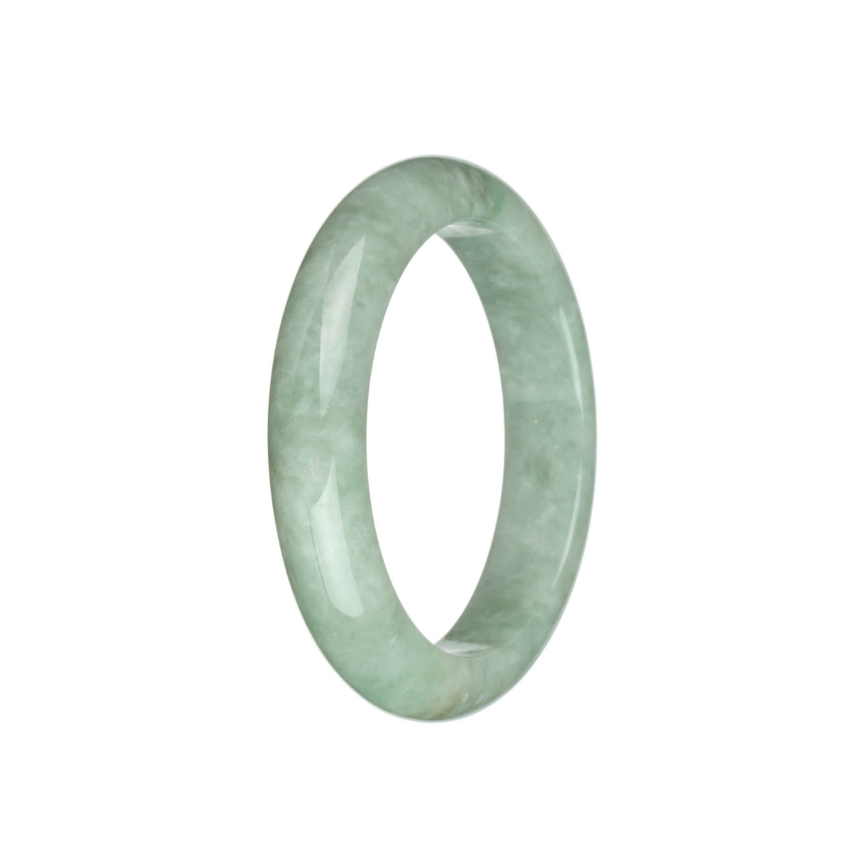 Genuine Untreated Light Green Jadeite Bracelet - 58mm Half Moon