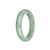 Genuine Natural Light Green and White Jade Bangle Bracelet - 59mm Half Moon