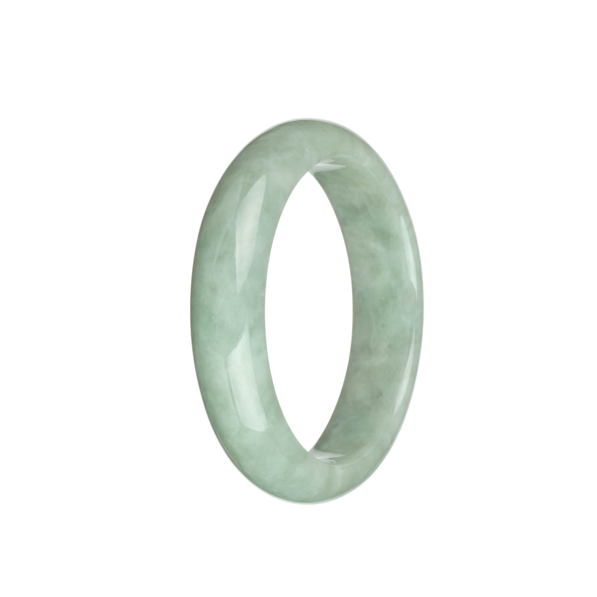 Genuine Untreated Light Green Traditional Jade Bangle - 58mm Half Moon