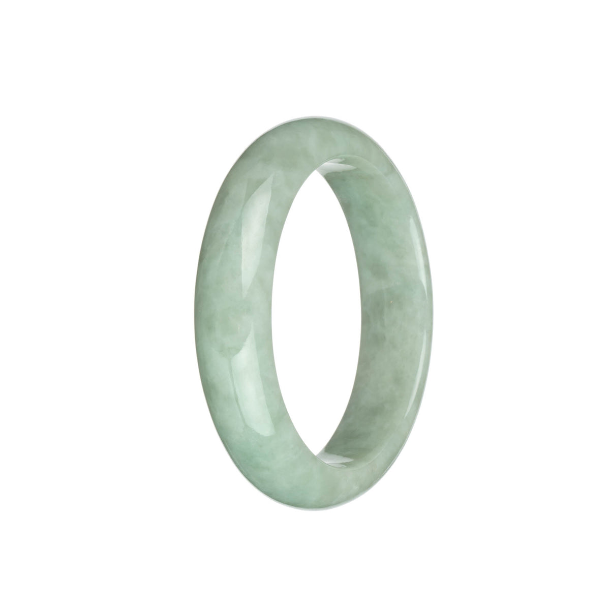 Genuine Untreated Light Green Traditional Jade Bangle - 58mm Half Moon