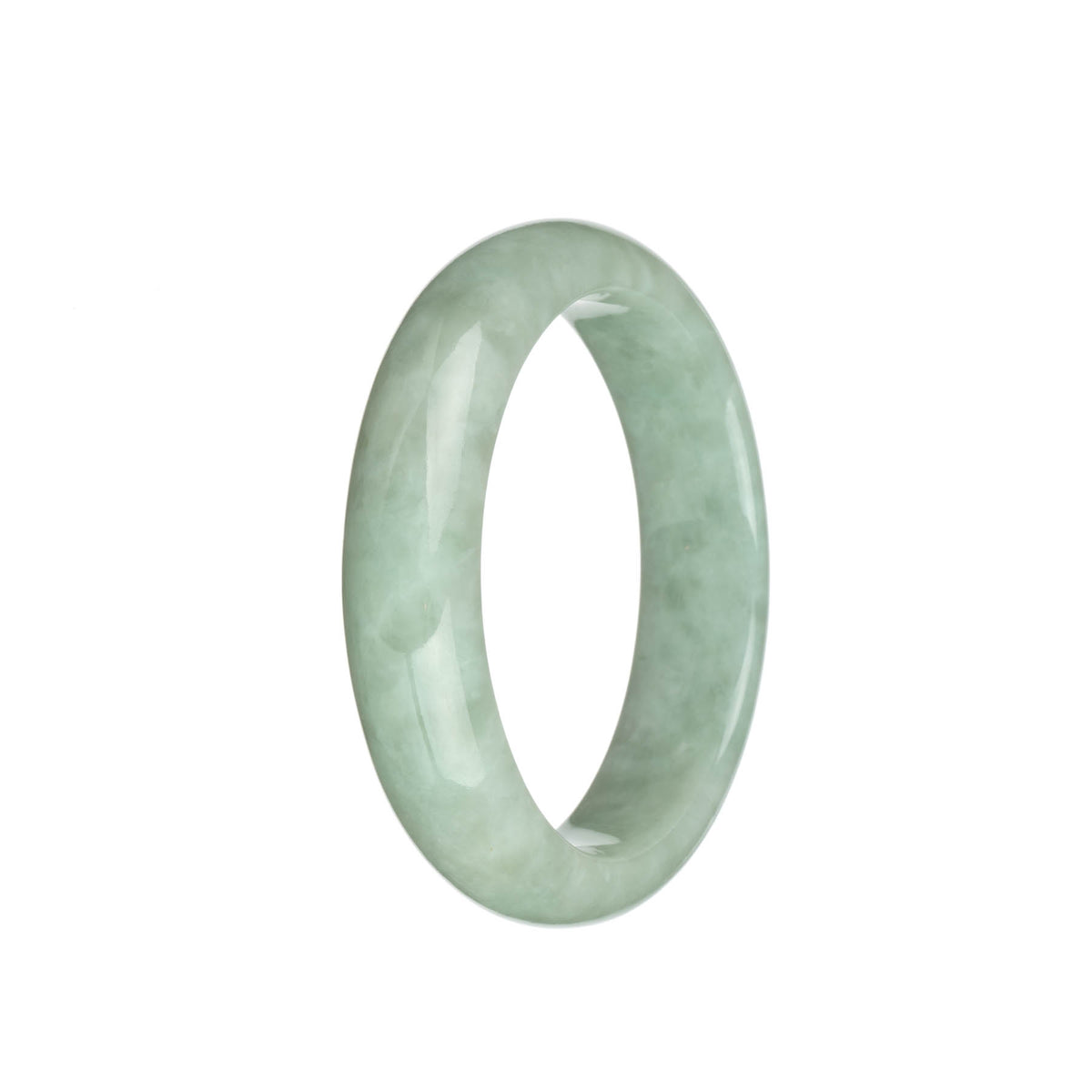 Genuine Untreated Light Green Traditional Jade Bangle - 58mm Half Moon