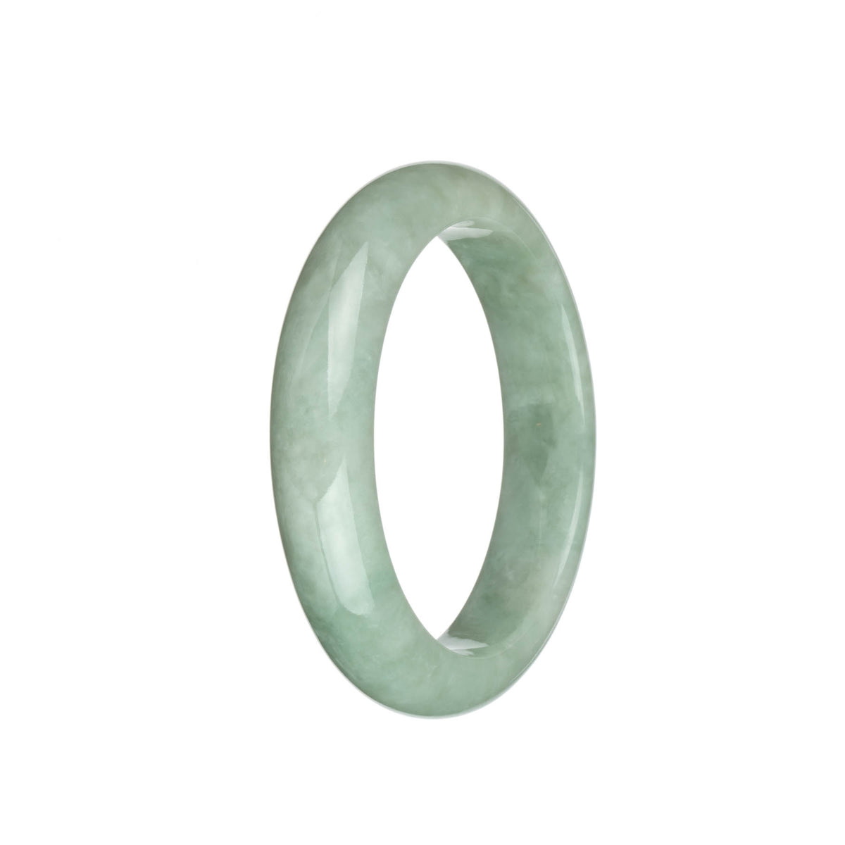 Real Grade A Pale Green Jadeite Jade Bangle Bracelet - 58mm Half Moon