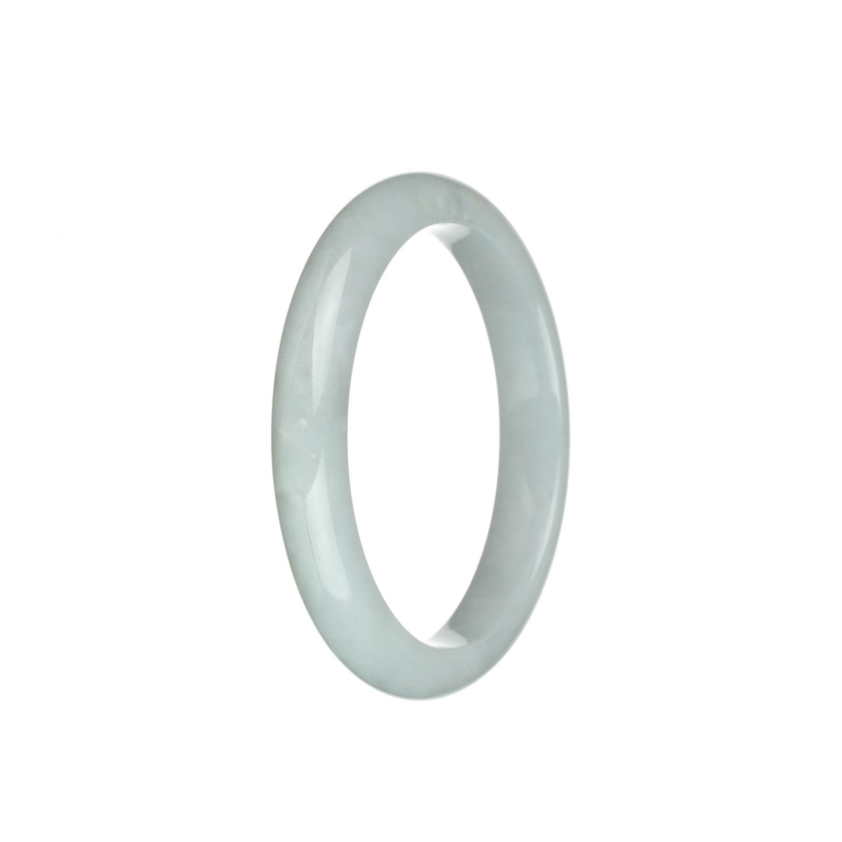 Genuine Grade A White Jade Bracelet - 57mm Semi Round