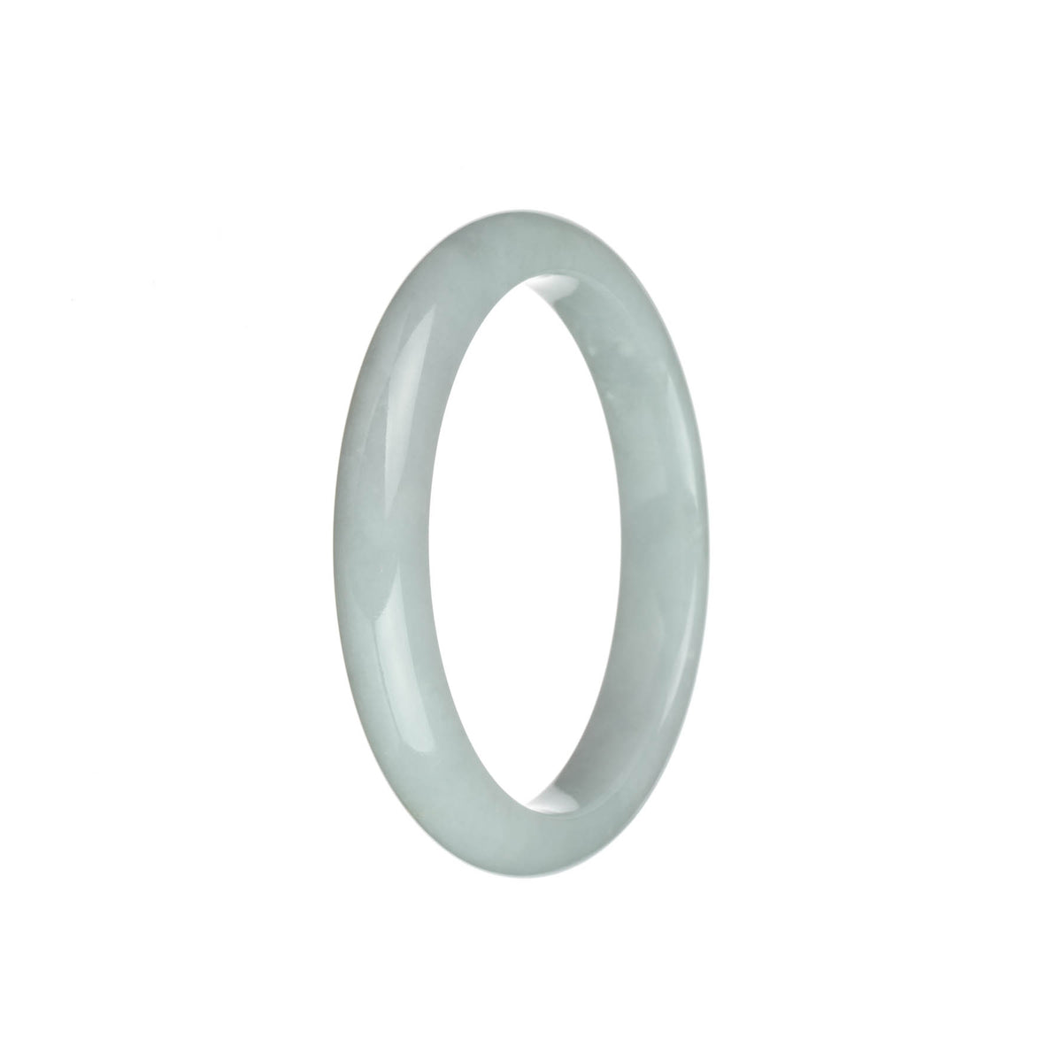 Genuine Grade A White Jade Bracelet - 57mm Semi Round