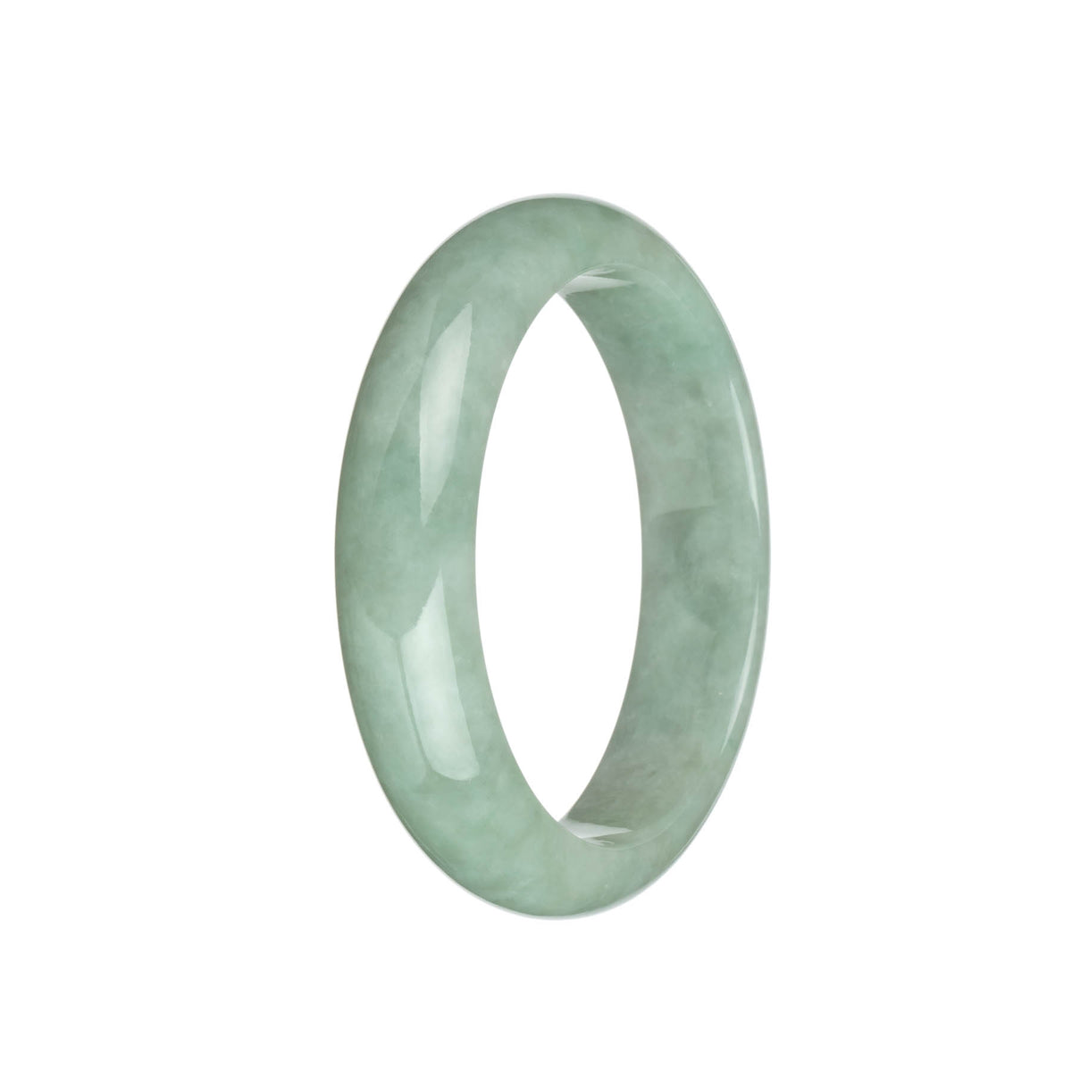 Authentic Grade A Light Green Jadeite Jade Bracelet - 61mm Half Moon