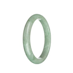 Certified Natural Light Green Jadeite Jade Bangle Bracelet - 63mm Semi Round