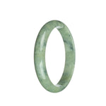 Genuine Natural Green with Dark Grey Patterns Traditional Jade Bangle - 65mm Half Moon