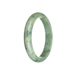 Genuine Natural Green with Dark Grey Patterns Traditional Jade Bangle - 65mm Half Moon