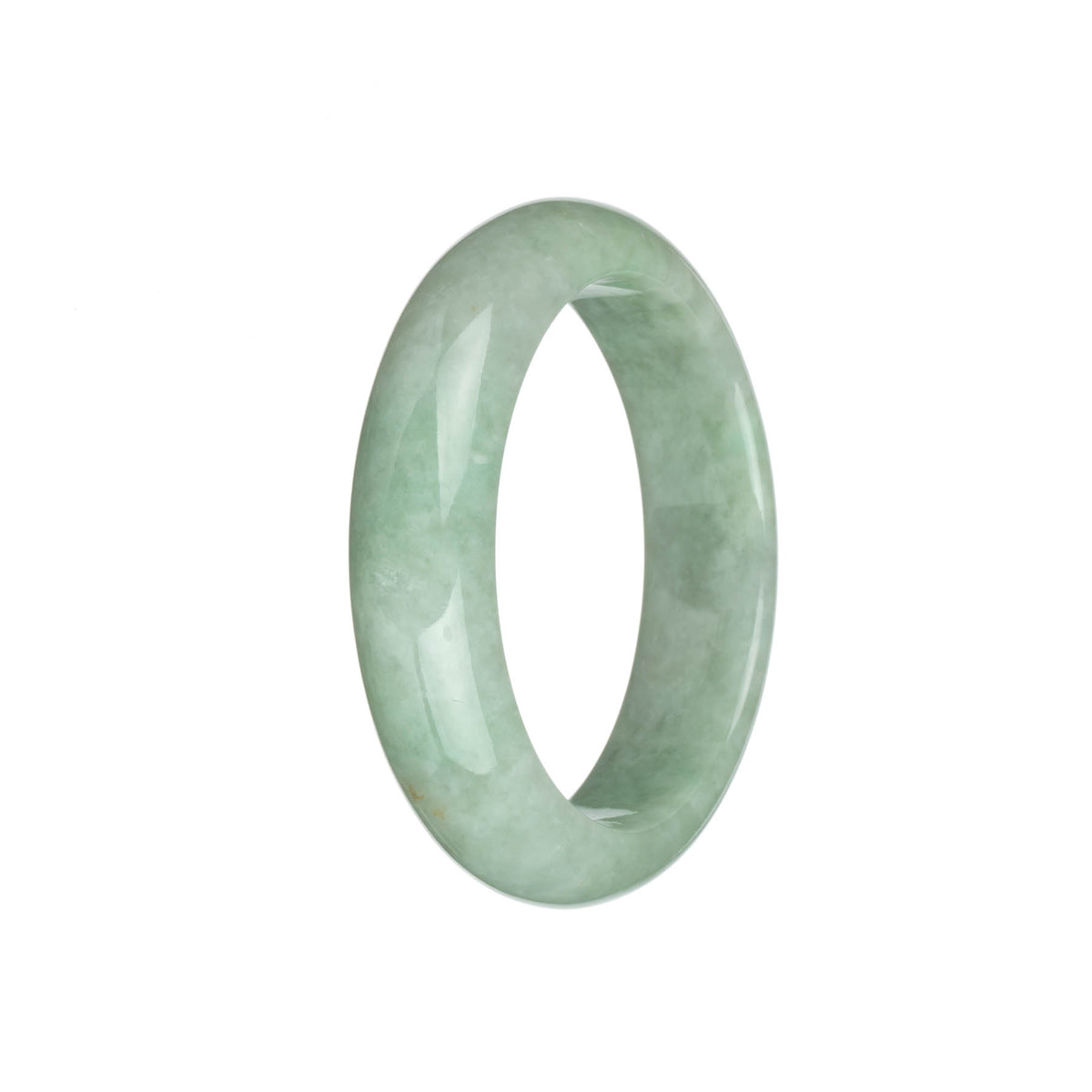 Certified Grade A Light Green Traditional Jade Bangle - 57mm Half Moon