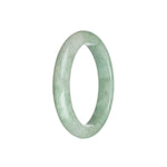 Real Type A Light Green with White Traditional Jade Bangle Bracelet - 57mm Semi Round