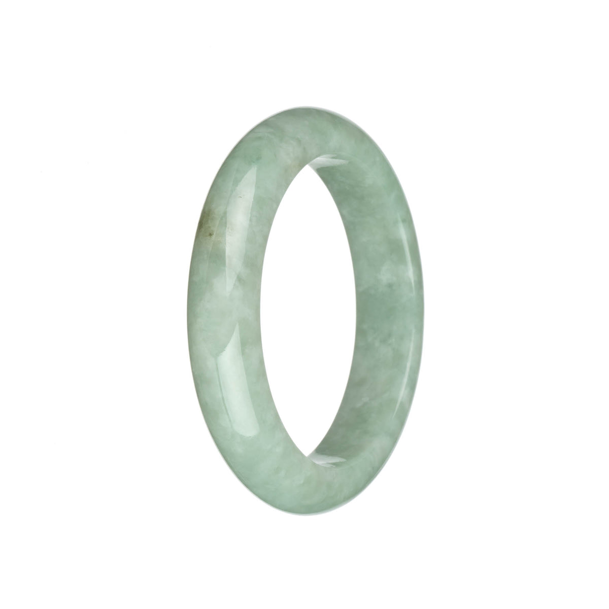 Authentic Type A Light Green Burmese Jade Bracelet - 58mm Half Moon