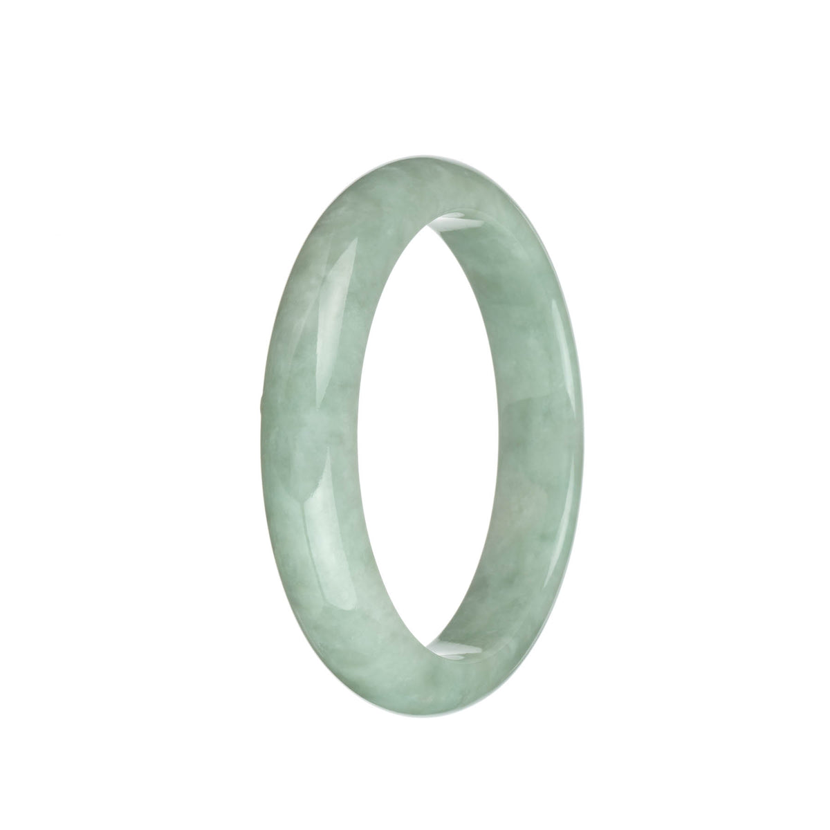 Genuine Grade A Light Green Jadeite Bangle Bracelet - 61mm Half Moon
