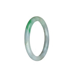 Genuine Grade A Faint Lavender and Pale Green with Emerald Green Traditional Jade Bangle Bracelet - 53mm Petite Round