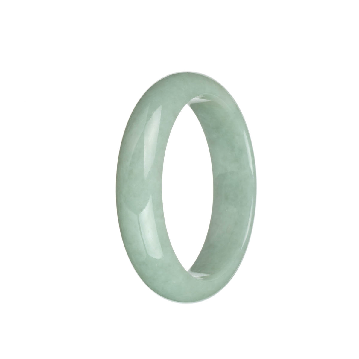 Authentic Grade A Light Green Burma Jade Bracelet - 58mm Half Moon