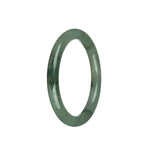 Certified Type A Green with Light Brown Patch Jade Bangle - 59mm Petite Round
