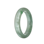 Real Grade A Green and White with Emerald Green Patterns Jadeite Jade Bangle - 63mm Half Moon