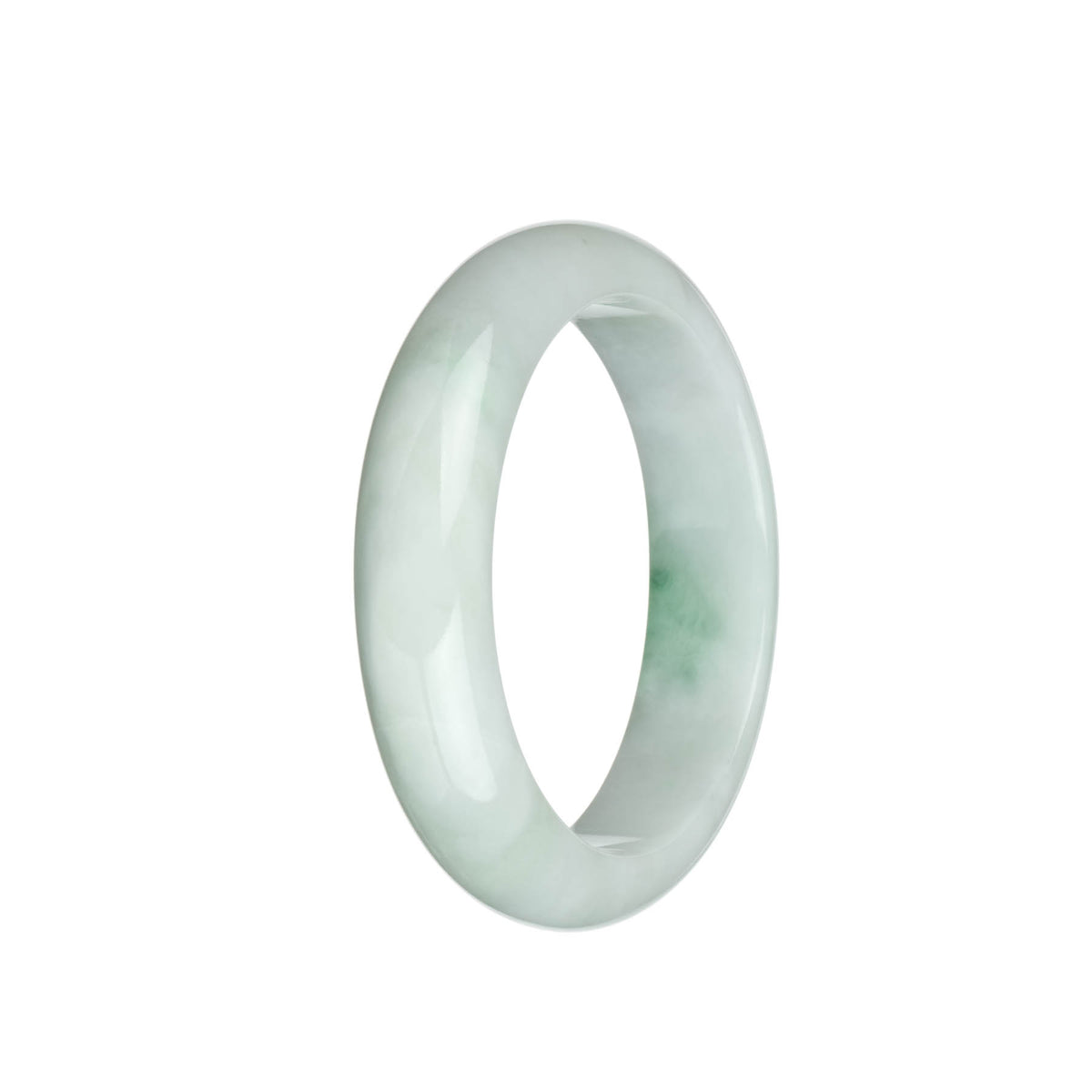 Genuine Natural White with Emerald Green Jadeite Bracelet - 58mm Half Moon