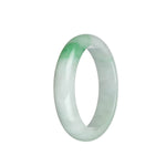 Genuine Natural White with Emerald Green Jadeite Bracelet - 58mm Half Moon