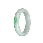 Genuine Natural White with Emerald Green Jadeite Bracelet - 58mm Half Moon